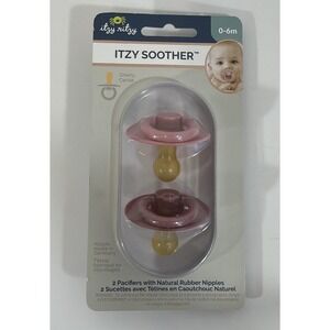 New Itzy Ritzy Natural Rubber Pacifiers 0-6m ITZY SOOTHER 2 Pk Cherry